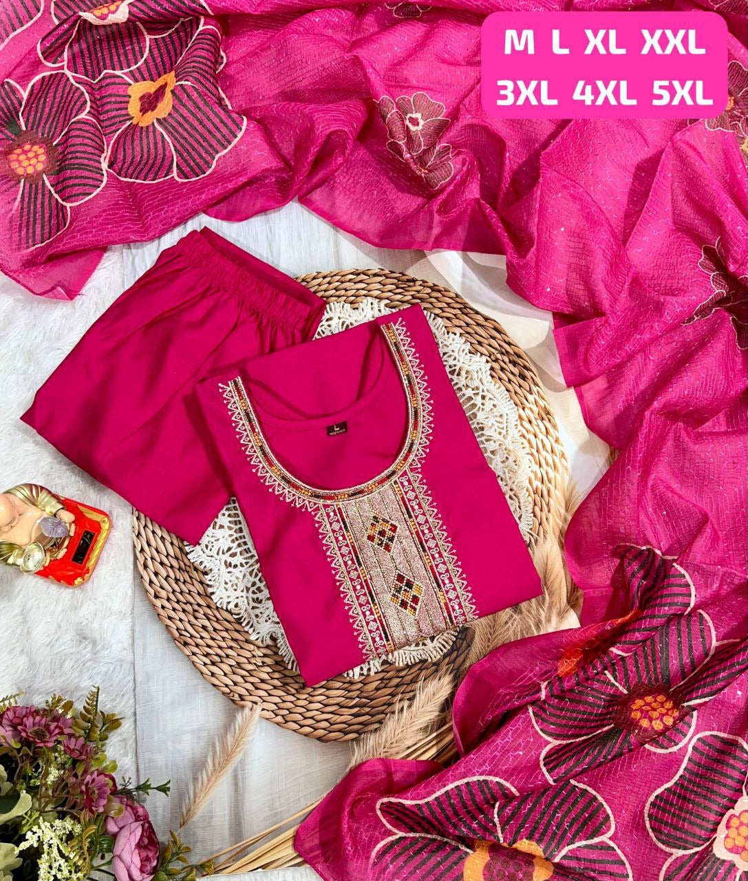 Premium Roman Suit Set with Chanderi Digital Print Dupatta