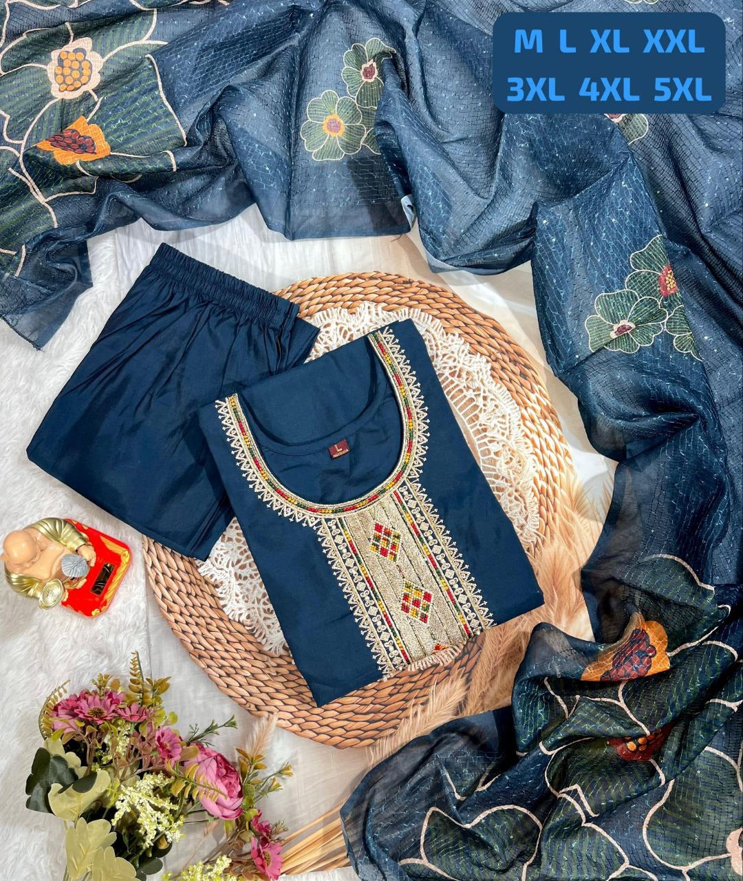 Premium Roman Suit Set with Chanderi Digital Print Dupatta