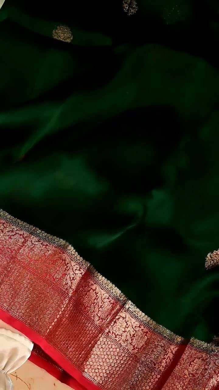 Ruby Green Silk Saree