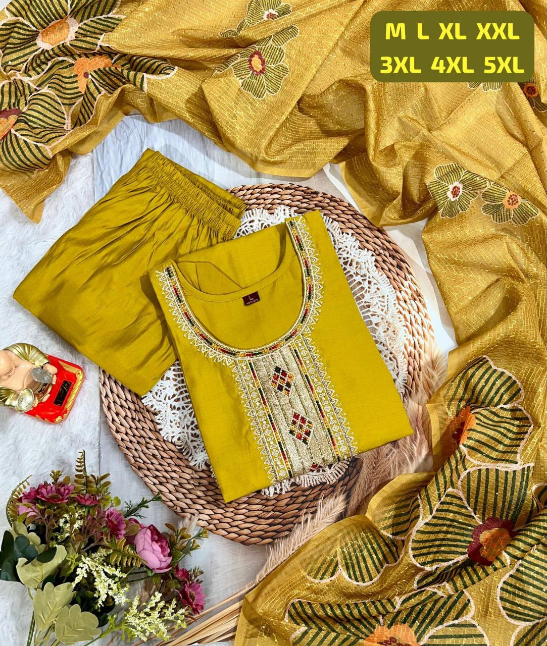 Premium Roman Suit Set with Chanderi Digital Print Dupatta
