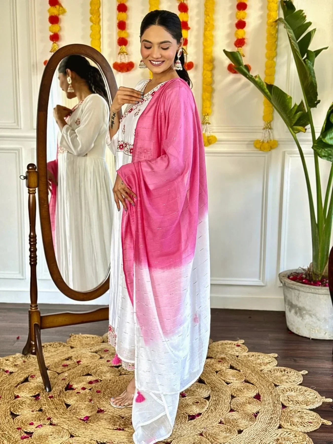 Exclusive White Embroidered Designer Angrakha Kurta Set 2025