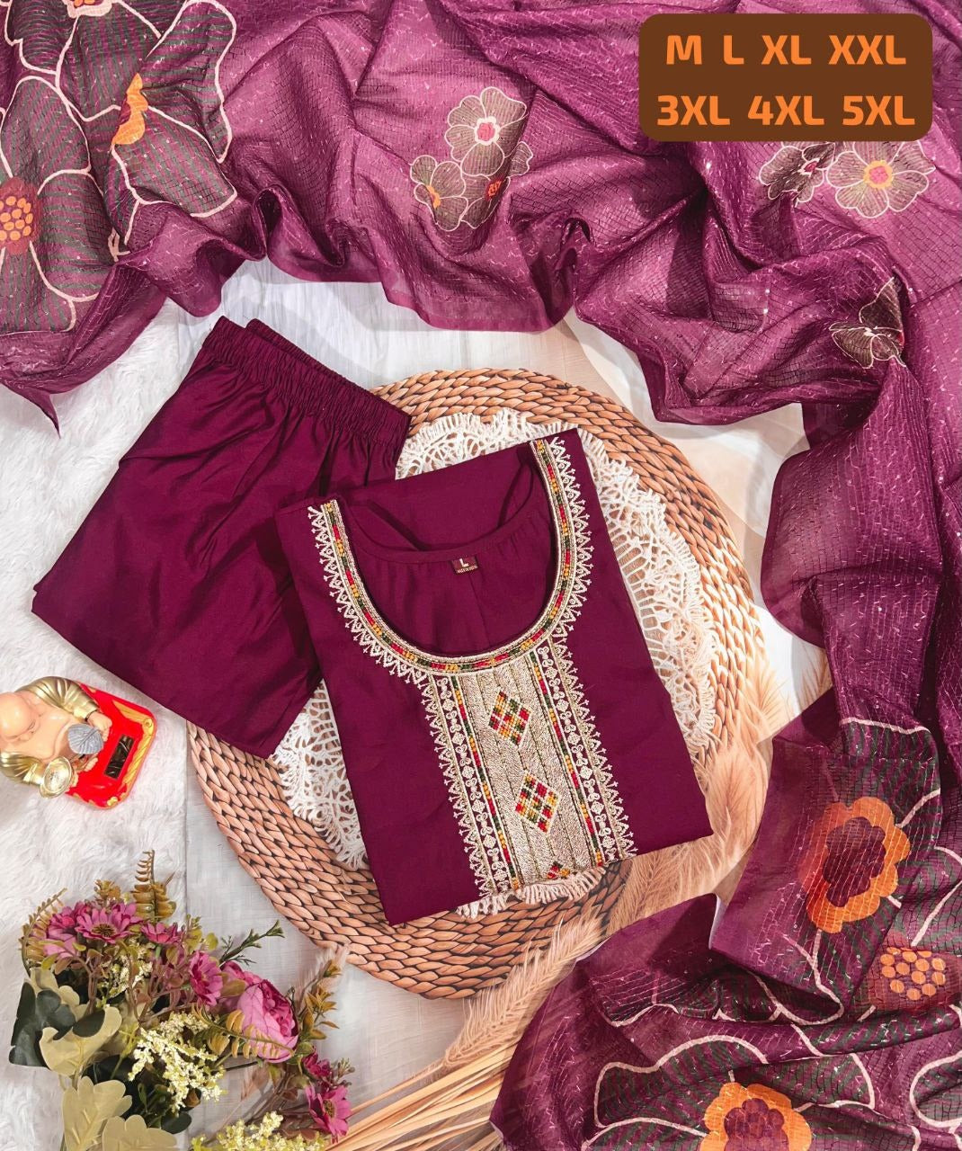 Premium Roman Suit Set with Chanderi Digital Print Dupatta