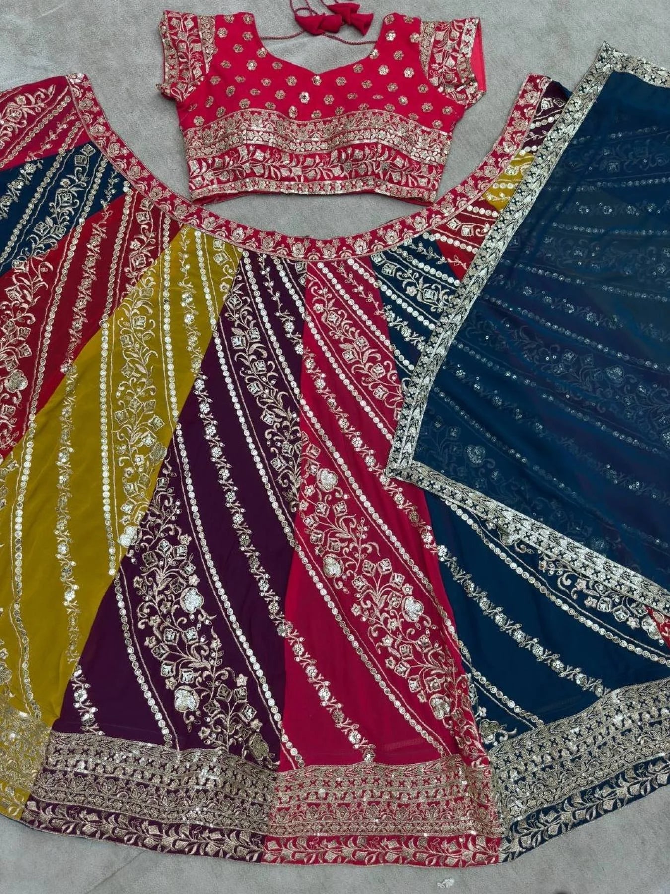 Multi Color Faux Georgette Lehenga Collection By Royal Export